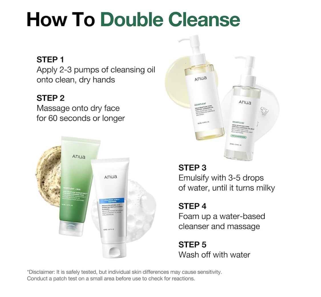 Anua Heartleaf Pore Control Cleansing Oil (200 ml) | Gentle Oil Cleanser for Makeup, Sunscreen & Pore Detox