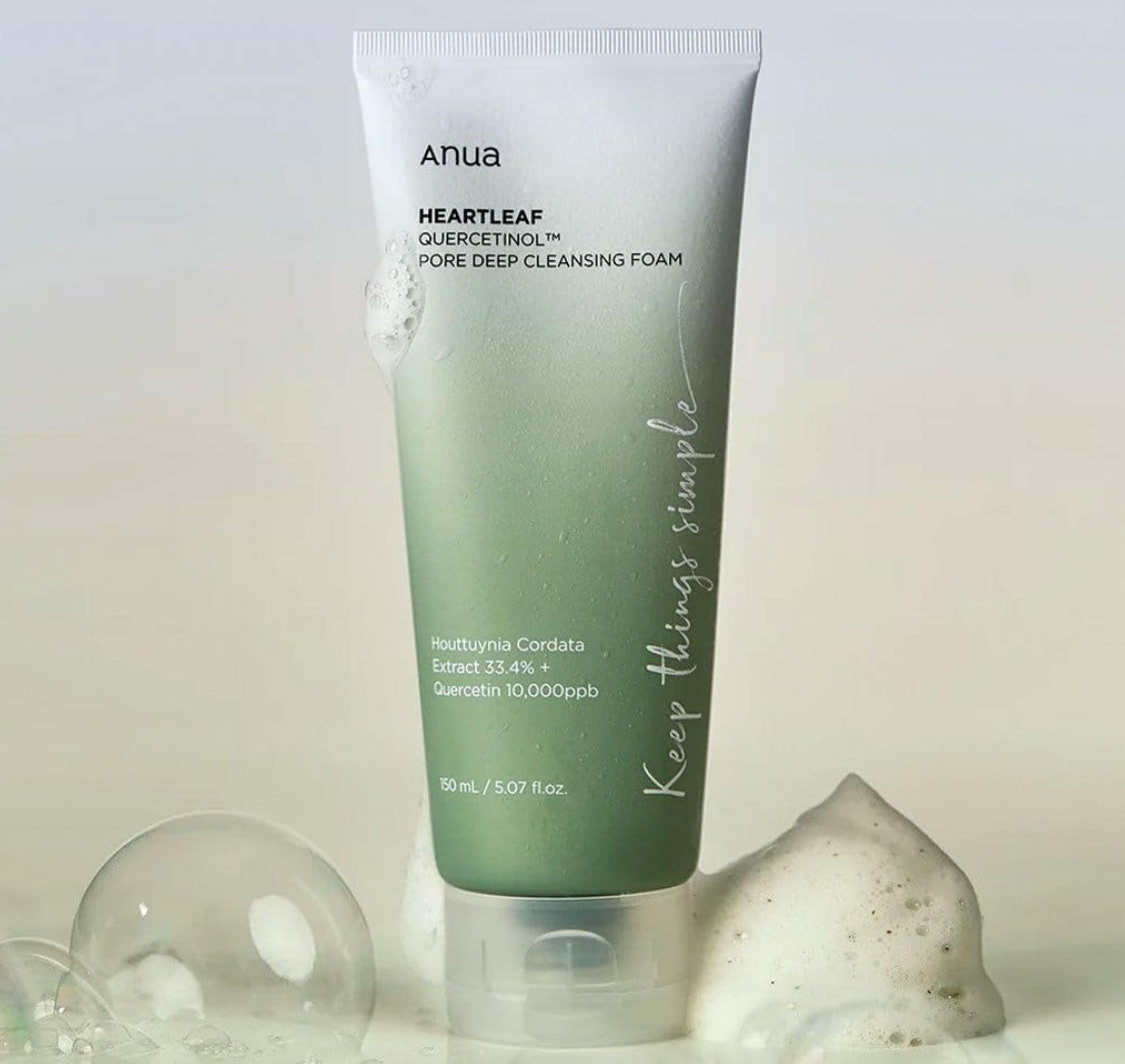 Anua Heartleaf Quercetinol Pore Deep Cleansing Foam (150 ml) | BHA Foam Cleanser for Oily & Blemish Prone Skin