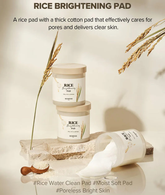 Skinfood Rice Brightening Pad 60 Pack | Radiance‑Boosting & Pore‑Refining Toner Pads